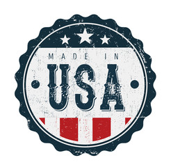 Made In USA Vintage Badge Seal/ Illustration of a cool vintage grunge textured made in USA badge seal certificate with stars and stripes and elegant typography