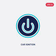 two color car ignition vector icon from car parts concept. isolated blue car ignition vector sign symbol can be use for web, mobile and logo. eps 10