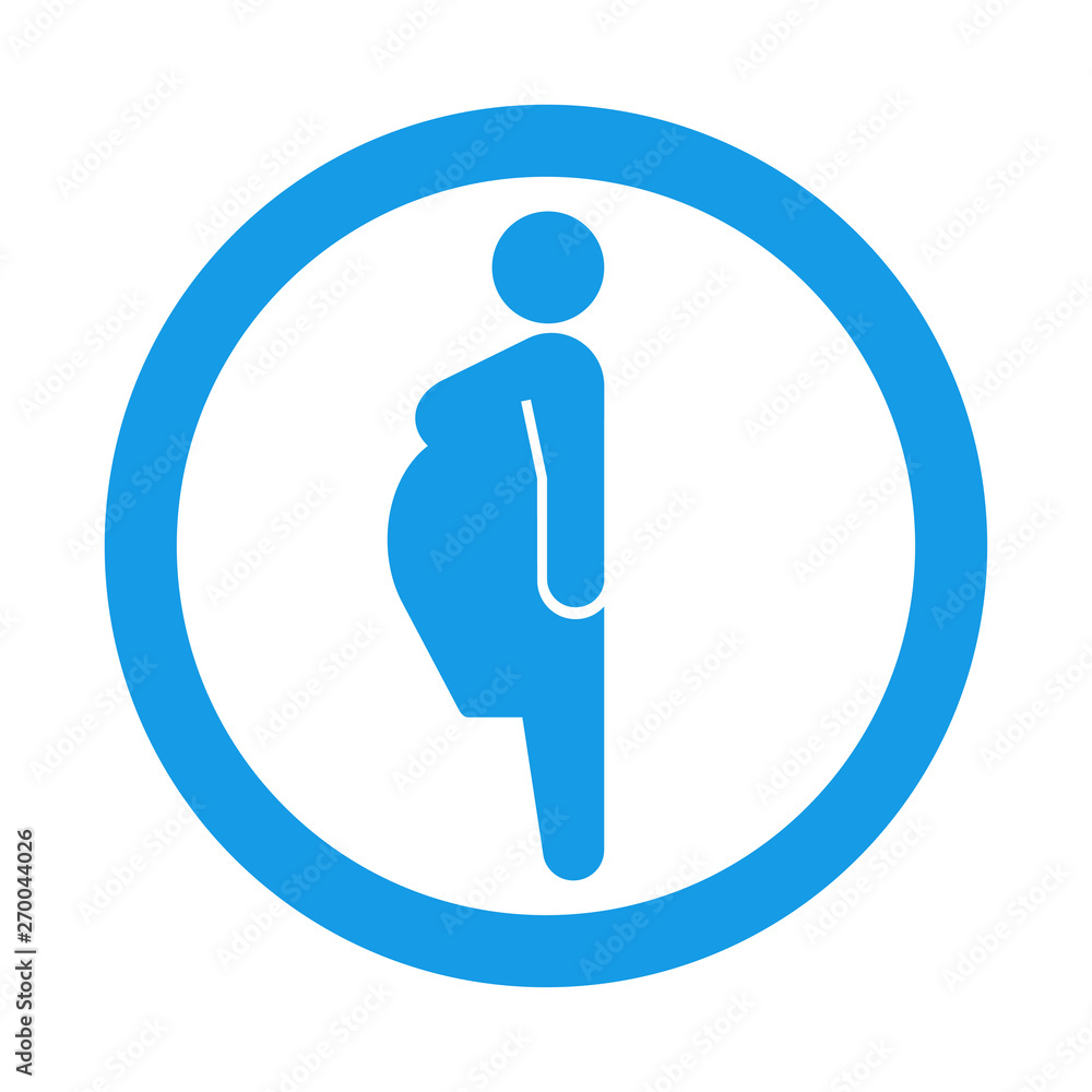 Icono plano silueta mujer embarazada en círculo color azul Stock ...