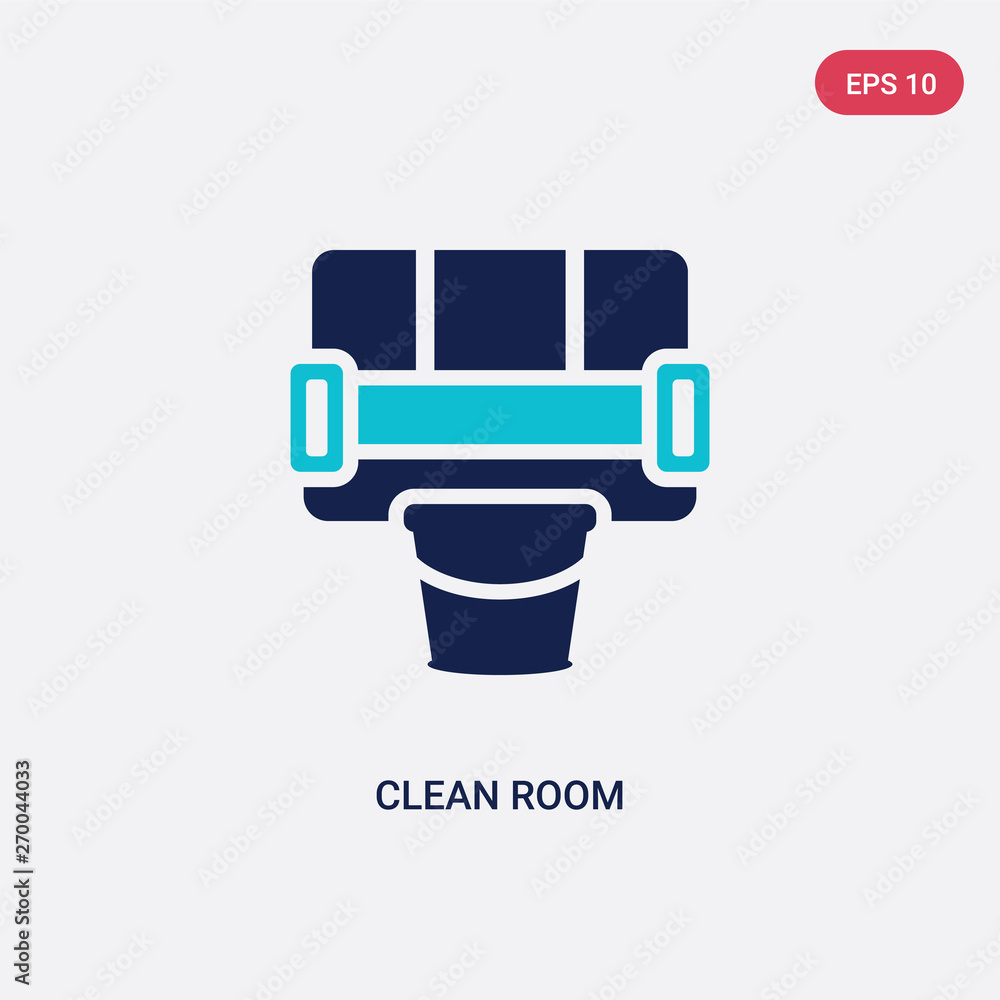 two color clean room vector icon from cleaning concept. isolated blue ...