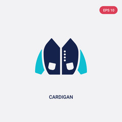 two color cardigan vector icon from clothes concept. isolated blue cardigan vector sign symbol can be use for web, mobile and logo. eps 10