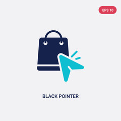 two color black pointer vector icon from commerce and shopping concept. isolated blue black pointer vector sign symbol can be use for web, mobile and logo. eps 10