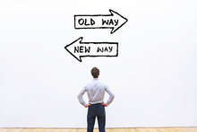 Old Way Vs New Way, Improvement And Change Management Business Concept