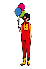 Sticker - circus clown with balloons helium comic character