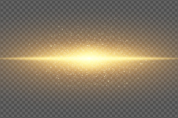 magic stylish light effect on a transparent background. abstract golden flash. glowing flying dust. 