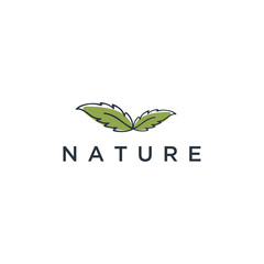 Poster - Vector logo of nature in linear style. Outline icon of simple landscape with trees, sun, fields - business emblems, badge for a travel, farming and ecology concepts, health, spa and yoga Center.
