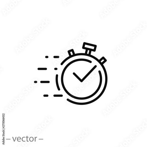 Fotomural quick time icon, fast deadline, rapid line symbol on white background - editable