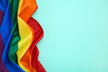 Rainbow flag on blue background