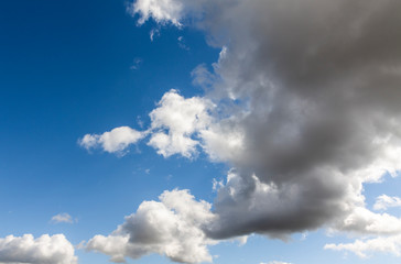 Summer blue sky with rain clouds closeup