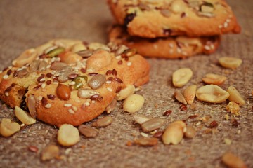 Wall Mural - Delicious shortbread with nuts.sesame seeds and sunflower seeds.Dessert for tea.