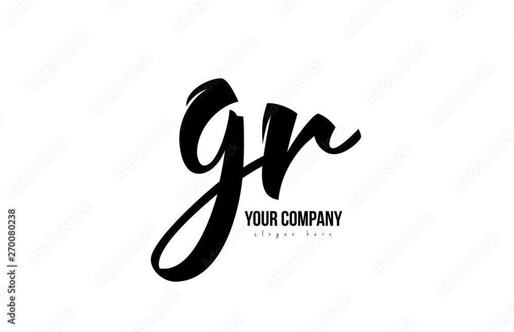 black and white gr g r alphabet letter combination logo icon design - obrazy, fototapety, plakaty 