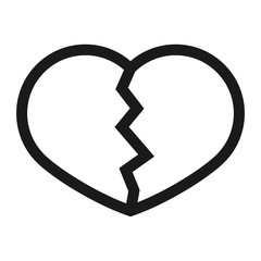 Wall Mural - heart with a crack - minimal line web icon. simple vector illustration. concept for infographic, website or app.