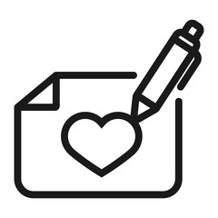 Wall Mural - heart pen and doc - minimal line web icon. simple vector illustration. concept for infographic, website or app.