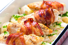 Still Life Of Poultry Roulade With Bacon