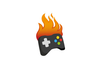 Wall Mural - Creative Gamepad Fire Logo Design Illustration