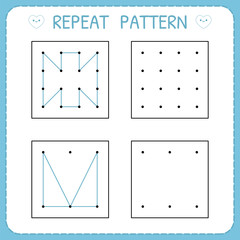 Wall Mural - Repeat pattern. Working pages for children. Preschool worksheet for practicing motor skills. Kindergarten educational game for kids