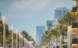 Palm trees on Hollywood Beach Boardwalk Florida USA