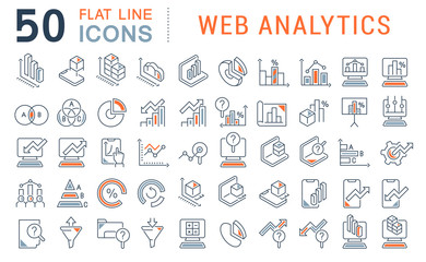 Wall Mural - set vector line icons of web analytics