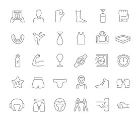 Poster - Set Vector Line Icons of UFC