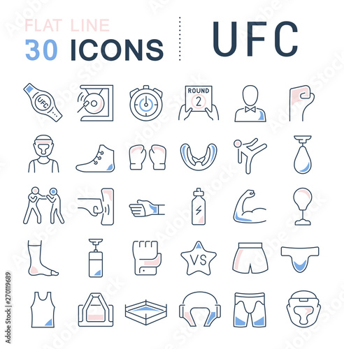 Set Vector Line Icons of UFC Fototapet