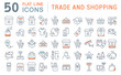 Set Vector Line Icons of Trade and Shopping