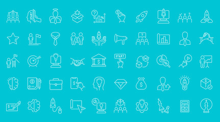 Wall Mural - Set of Line Icons of Startup