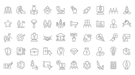 Wall Mural - Set Vector Line Icons of Startup