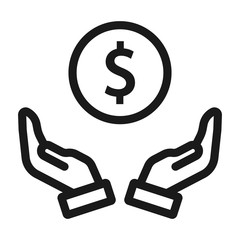 Wall Mural - money insurance - minimal line web icon. simple vector illustration. concept for infographic, website or app.