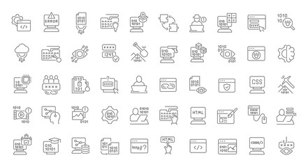 Set Vector Line Icons of Programming