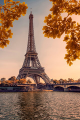 Wall Mural - eiffel tower during the autumn in paris at sunset