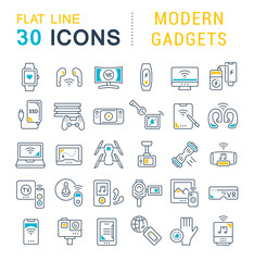 Wall Mural - Set Vector Line Icons of Modern Gadgets