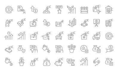 Wall Mural - Set Vector Line Icons of Investment