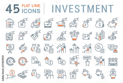 Fotografía Set Vector Line Icons of Investment