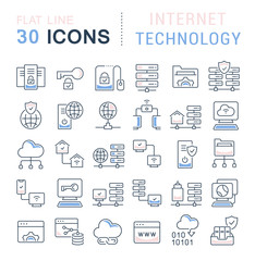 Wall Mural - Set Vector Line Icons of Internet Technology