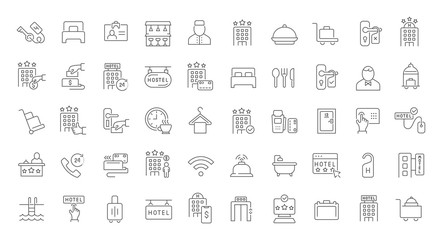 Wall Mural - set vector line icons of hotel business