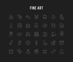 Wall Mural - Set Vector Line Icons of Fine Art