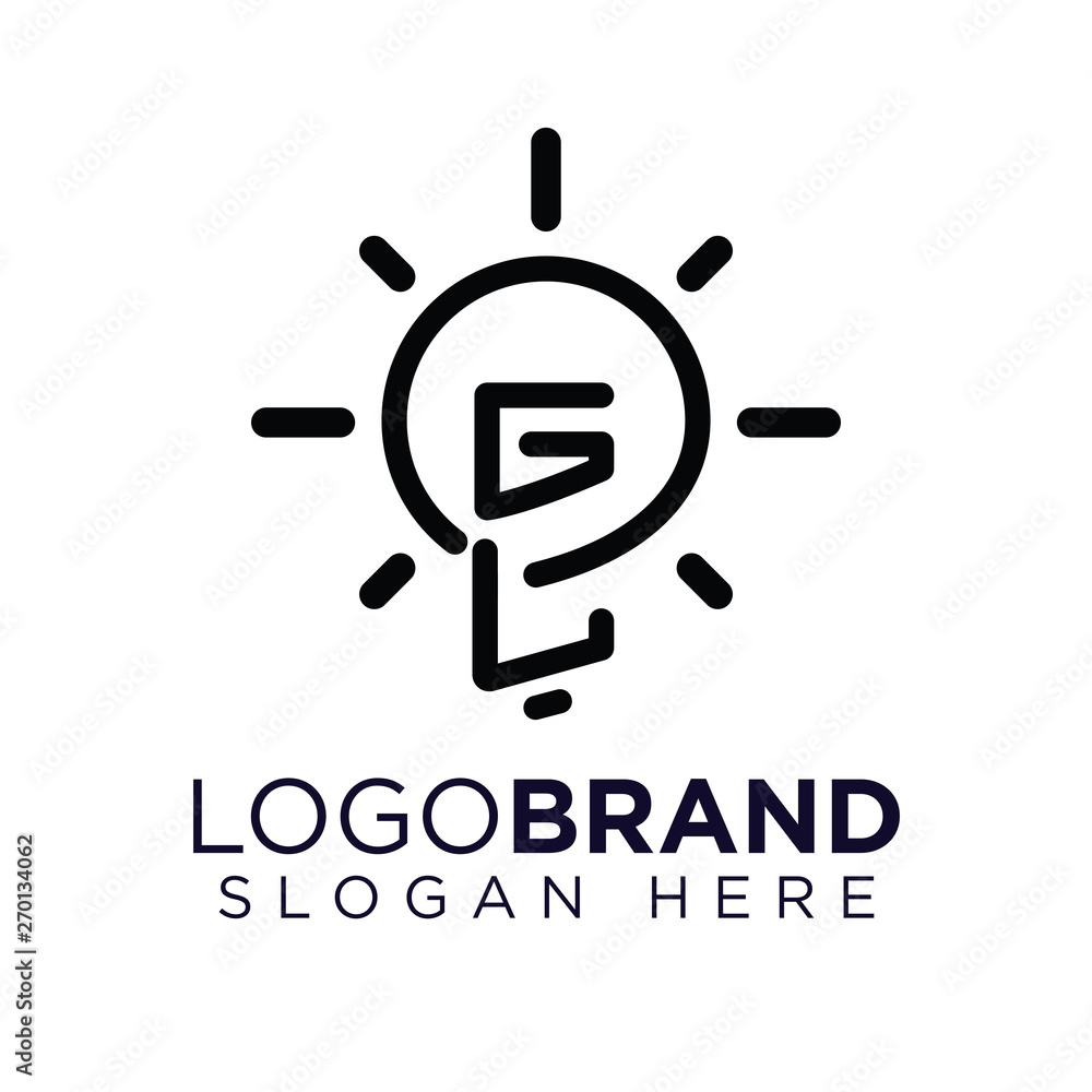 GL Initial Letter with creative bulb Logo vector Stock Vector | Adobe Stock