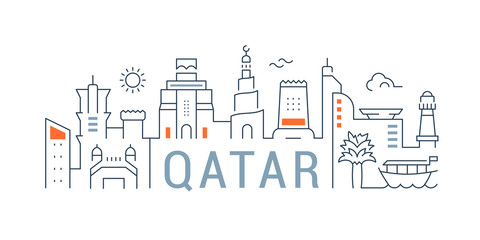 Poster - Linear Banner of Qatar