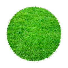 Wall Mural - Abstract green grass texture for background. Circle green grass pattern isolated on white background with clipping path.