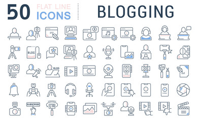 Wall Mural - Set Vector Line Icons of Blogging