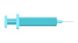 © Bolbik - A beautiful medical blue disposable plastic syringe for injecting vaccinations by inoculating drugs with a pharmaceutical needle on a white background. Vector illustration