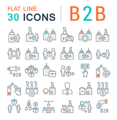 Canvas Print - Set Vector Line Icons of B2B