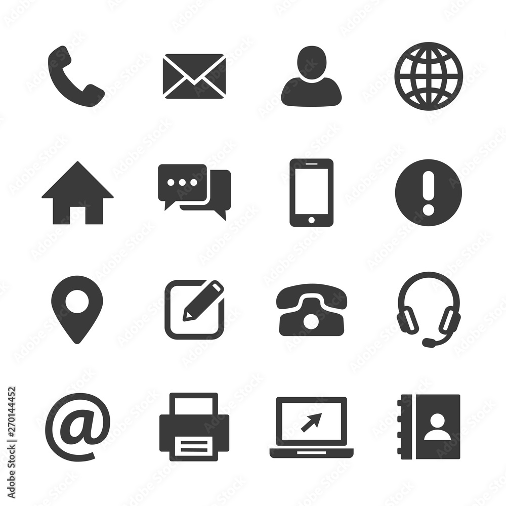 contact and web icons set - obrazy, fototapety, plakaty 