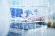 © peshkova - Multi exposure of woman hands on background with technology coding hologram. Data concept.