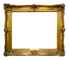 Picture wooden ornate frame for design on white isolated background