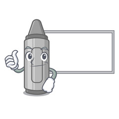 Canvas Print - Thumbs up with board grey crayon isolated with the cartoon