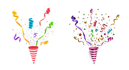 Vector confetti. Party popper isolated