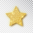 Gold glitter vector star. Golden sparkle luxury design element. Vector particles.