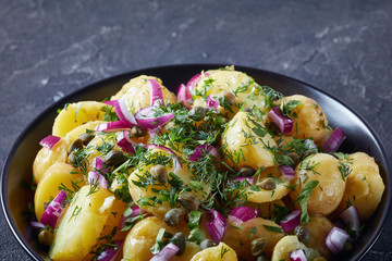 Poster - potato salad with red onion, capers, greens