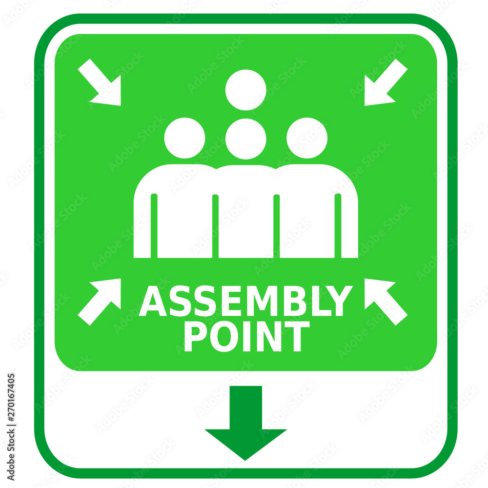 assembly point, sign and sticker Stock Illustration | Adobe Stock